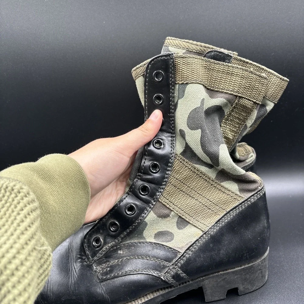 Vintage Jungle Boots Men's 7R Duck Hunter Camo Combat Lace Up Military Boots